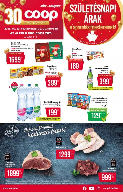 COOP Alföld akciós újság od 29. 5. 2025 do 4. 6. 2025