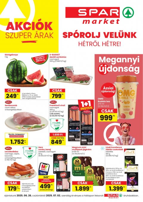 SPAR Market akciós újság od 26. 6. 2025 do 2. 7. 2025