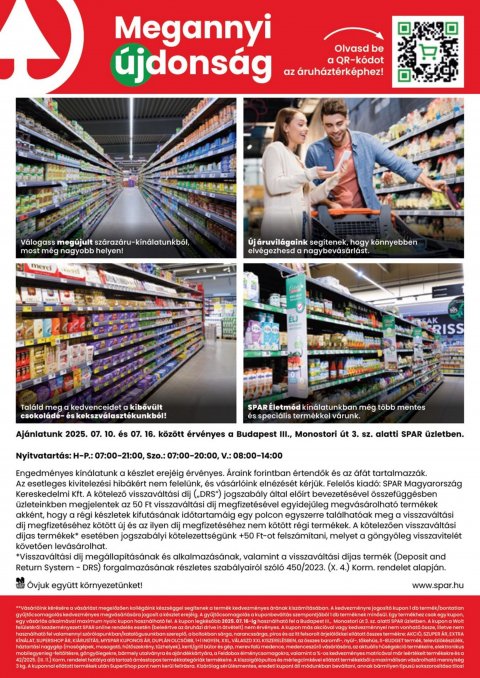 SPAR Bp. Monostori út megújulás akciós újság