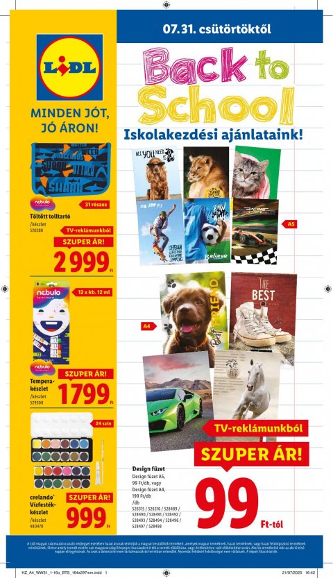 LIDL Iskolakezdés akciós újság od 31. 7. 2025 do 31. 7. 2025