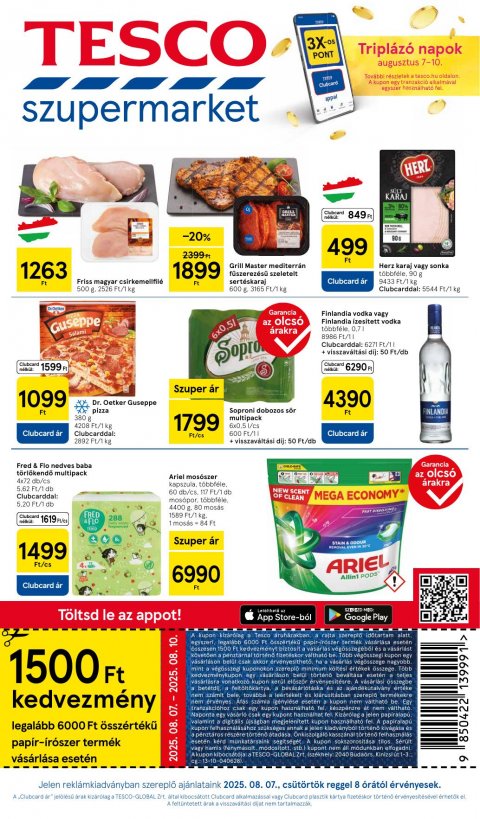 TESCO Szupermarket akciós újság od 7. 8. 2025 do 13. 8. 2025