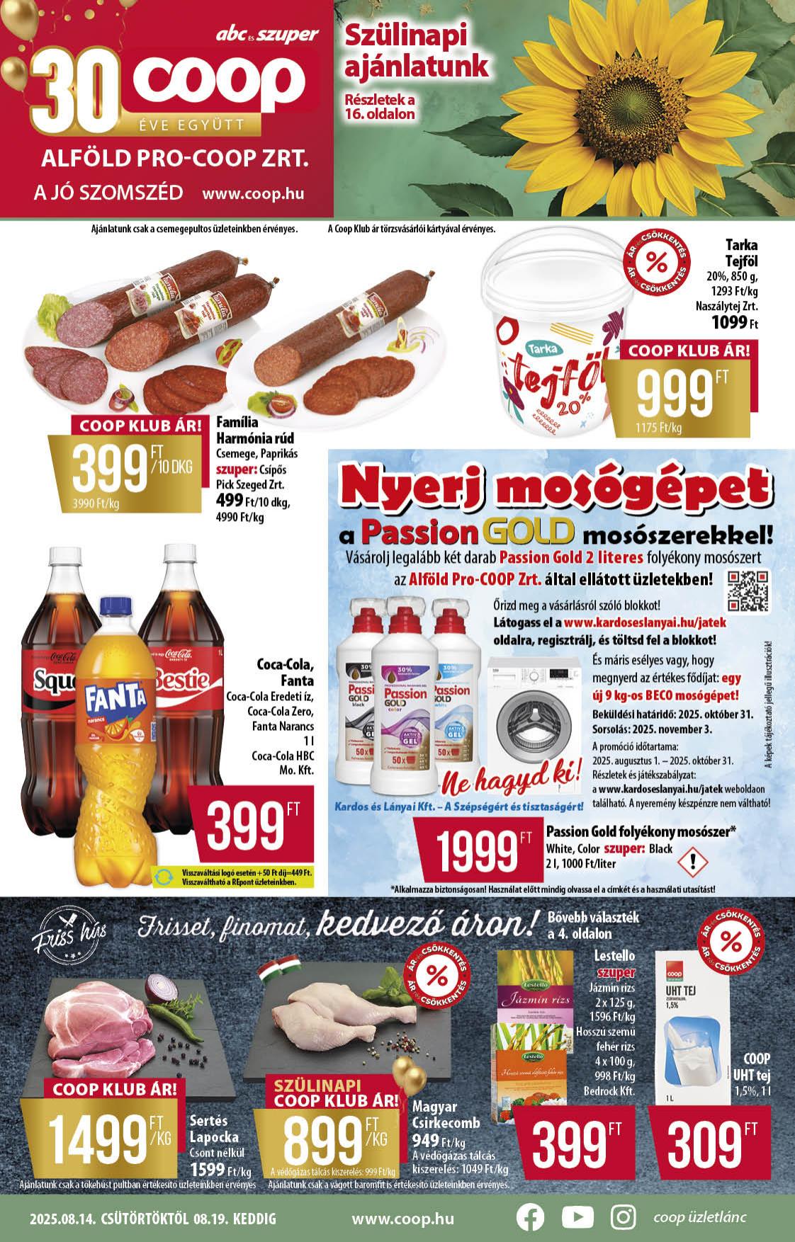 COOP Alföld akciós újság od 14. 8. 2025 do 19. 8. 2025