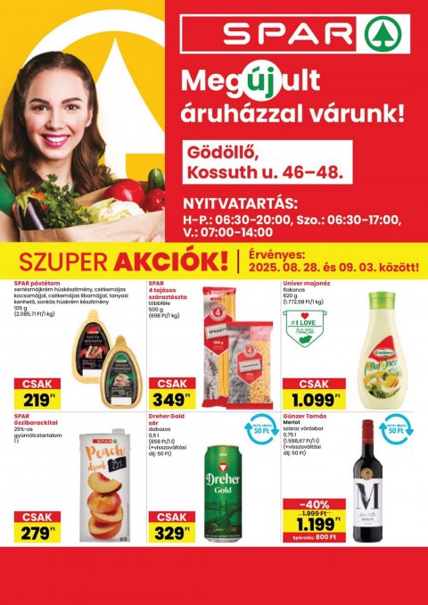 SPAR Gödöllő megújulás akciós újság od 28. 8. 2025 do 3. 9. 2025