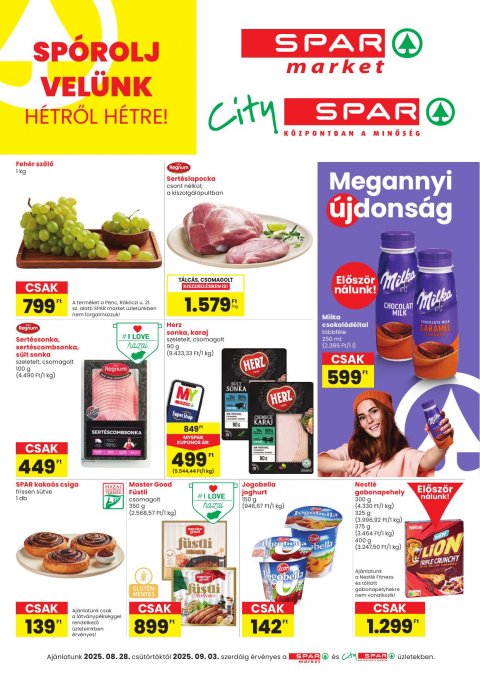SPAR Market és City Spar akciós újság od 28. 8. 2025 do 3. 9. 2025