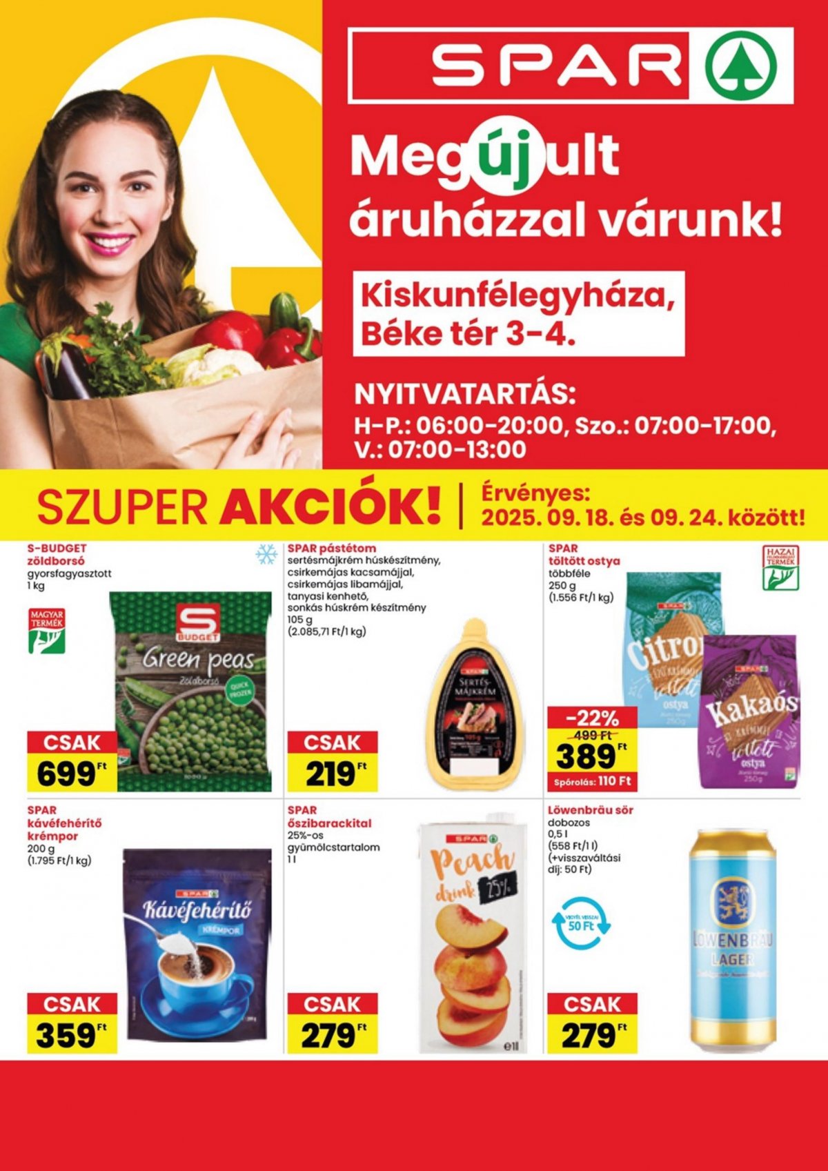 SPAR Kiskunfélegyháza megújulás akciós újság od 18. 9. 2025 do 18. 9. 2025