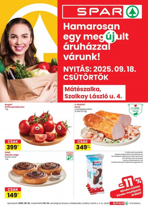 SPAR Mátészalka újranyitás akciós újság od 18. 9. 2025 do 24. 9. 2025