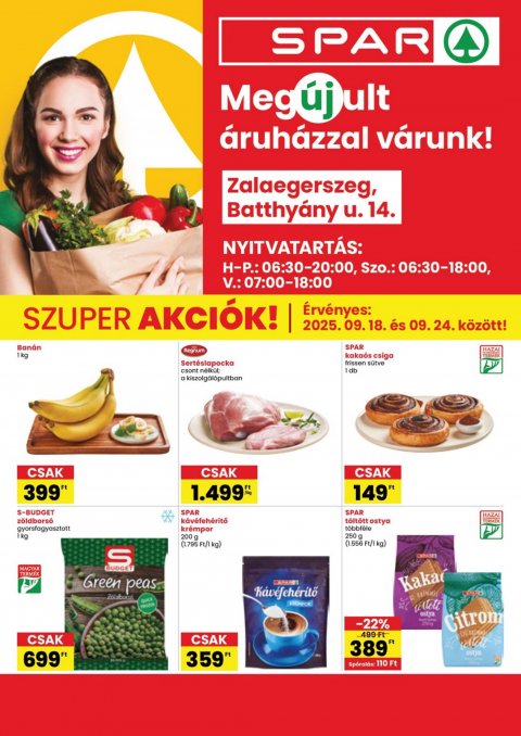 SPAR Zalaegerszeg megújulás akciós újság od 18. 9. 2025 do 18. 9. 2025