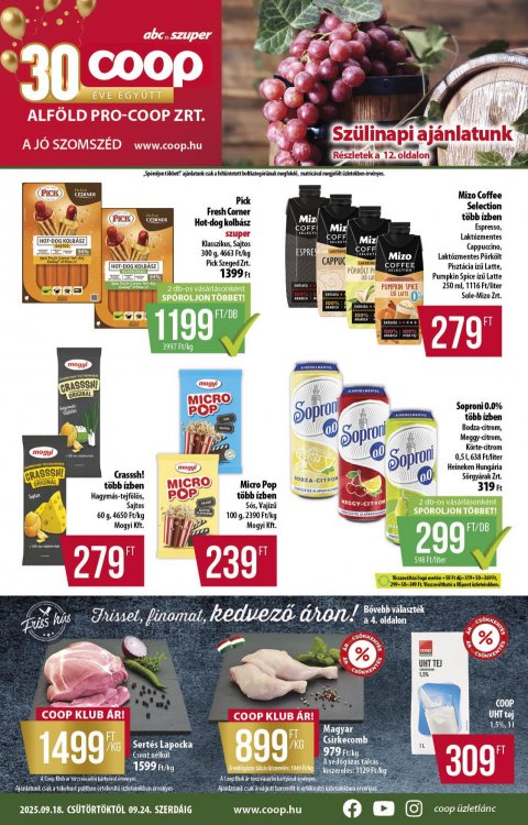 COOP Alföld akciós újság od 18. 9. 2025 do 24. 9. 2025