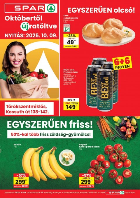 SPAR Törökszentmiklós újranyitás akciós újság od 9. 10. 2025 do 15. 10. 2025