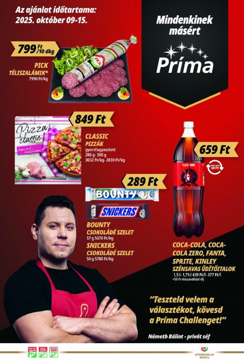 CBA Príma akciós újság od 9. 10. 2025 do 15. 10. 2025