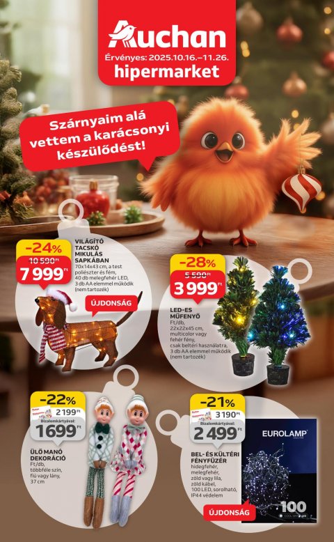 AUCHAN Hipermarket karácsonyi dekoráció akciós újság od 16. 10. 2025 do 26. 10. 2025