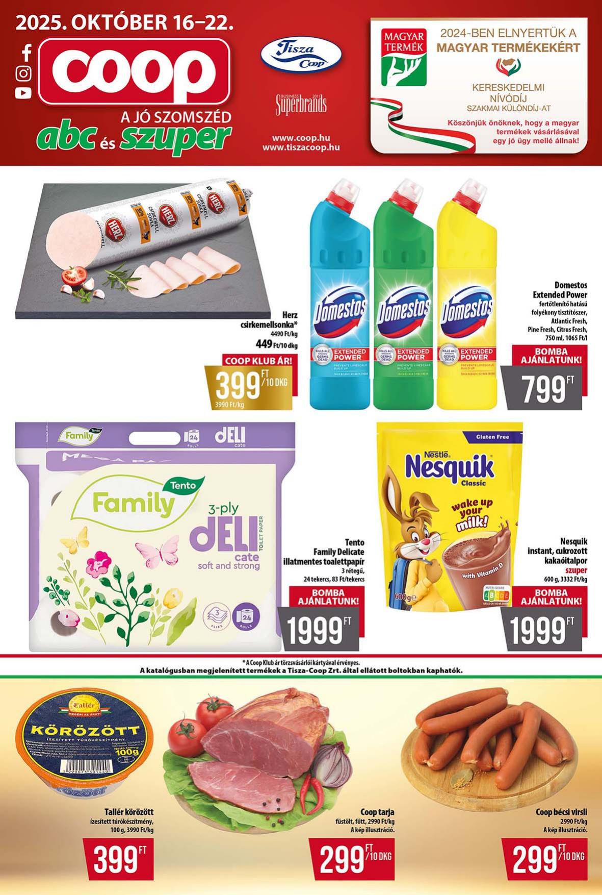COOP Tisza akciós újság od 16. 10. 2025 do 22. 10. 2025