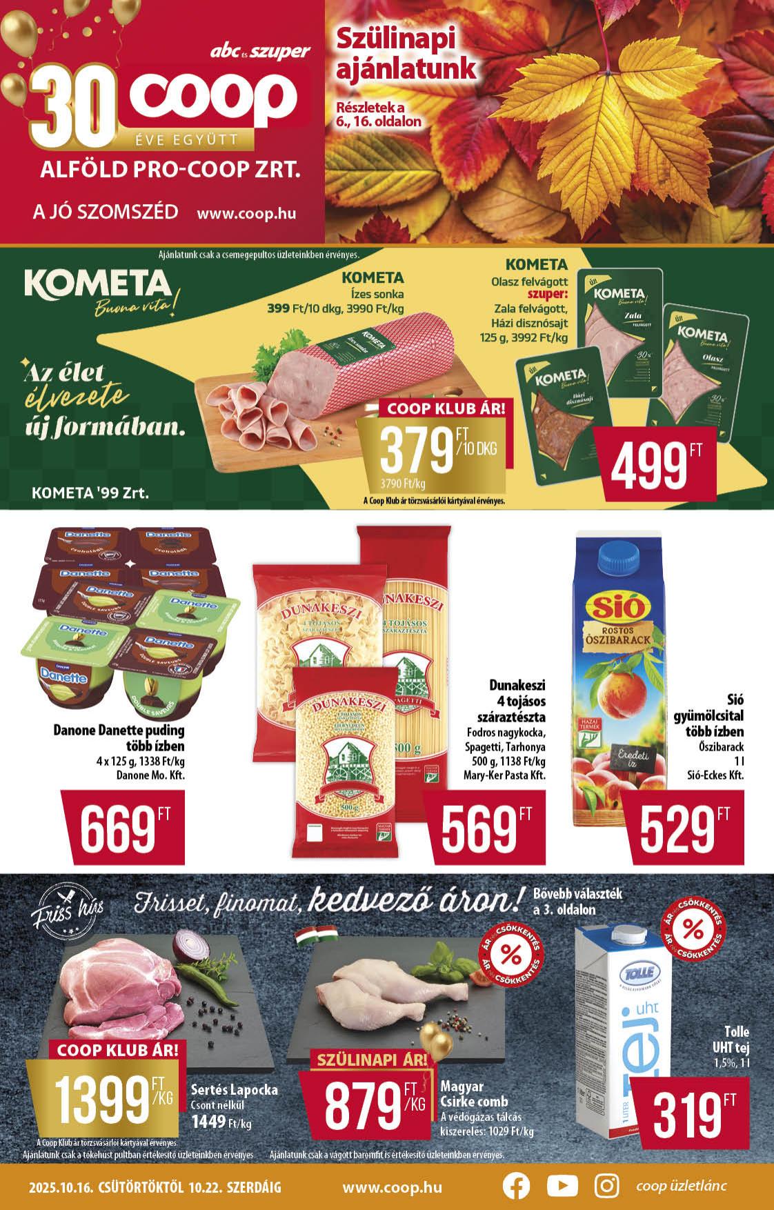 COOP Alföld akciós újság od 16. 10. 2025 do 22. 10. 2025