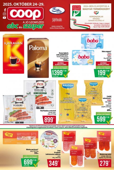 COOP Tisza akciós újság od 24. 10. 2025 do 29. 10. 2025