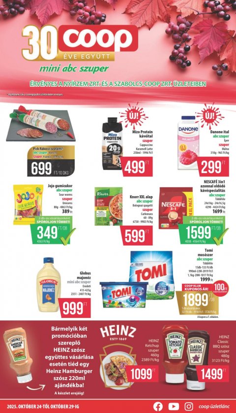 COOP Nyírzem akciós újság od 24. 10. 2025 do 29. 10. 2025