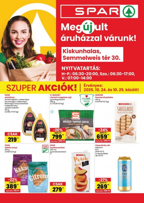 SPAR Kiskunhalas megújulás akciós újság od 24. 10. 2025 do 29. 10. 2025