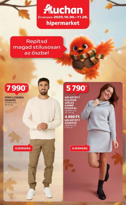 AUCHAN Hipermarket Őszi ruházat akciós újság od 30. 10. 2025 do 26. 11. 2025