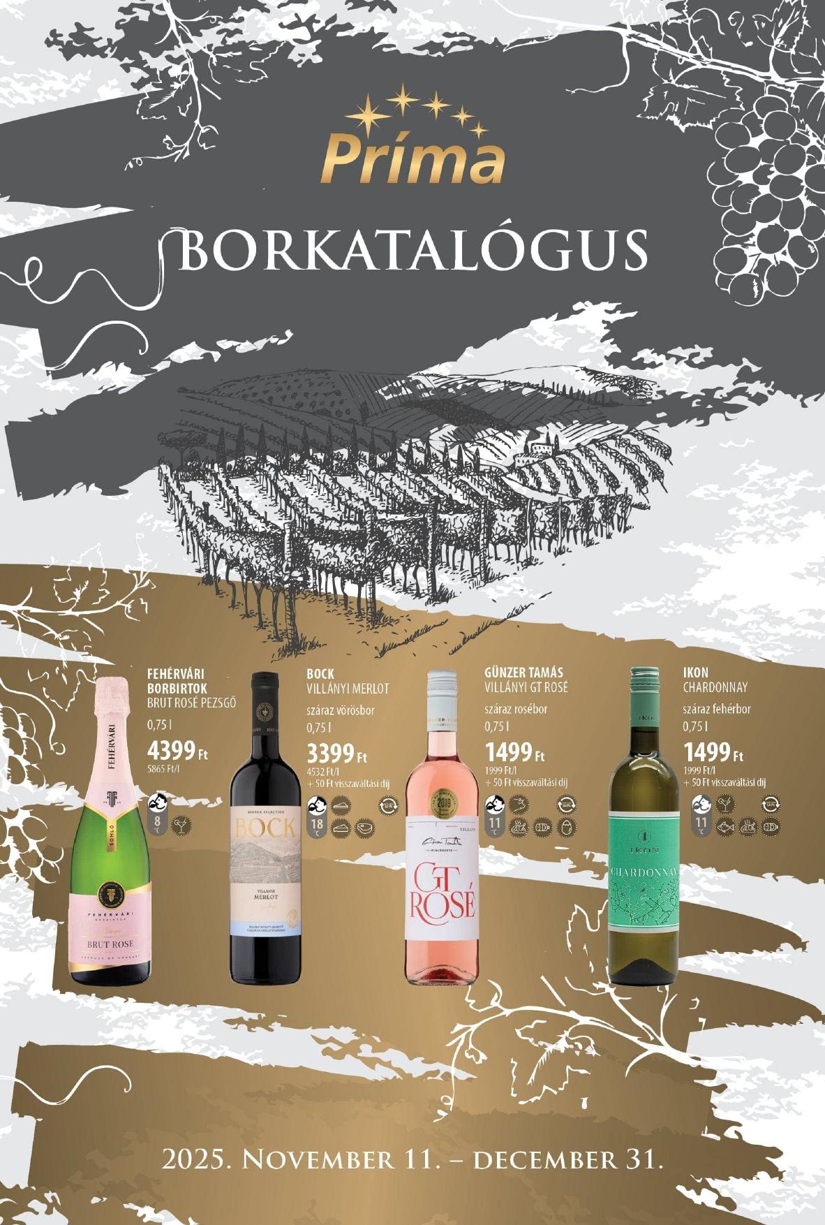 CBA Príma Borkatalógus akciós újság od 11. 11. 2025 do 31. 12. 2025