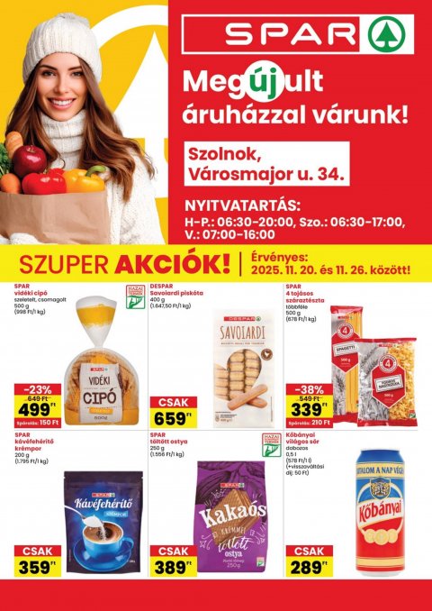 SPAR Szolnok megújulás akciós újság od 20. 11. 2025 do 26. 11. 2025