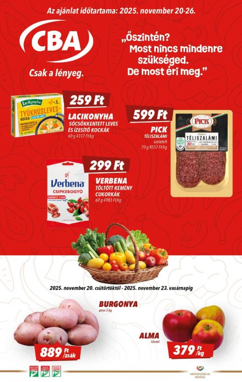 CBA  akciós újság od 20. 11. 2025 do 26. 11. 2025
