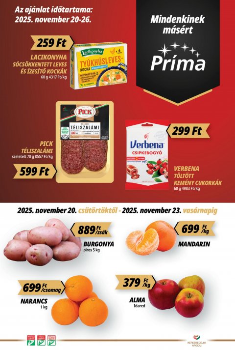 CBA Príma akciós újság od 20. 11. 2025 do 26. 11. 2025