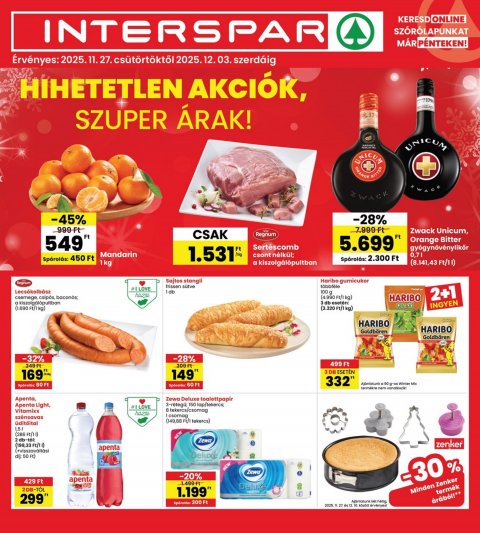 INTERSPAR akciós újság od 27. 11. 2025 do 3. 12. 2025