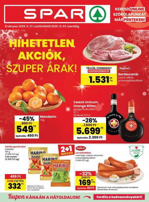 SPAR akciós újság od 27. 11. 2025 do 3. 12. 2025