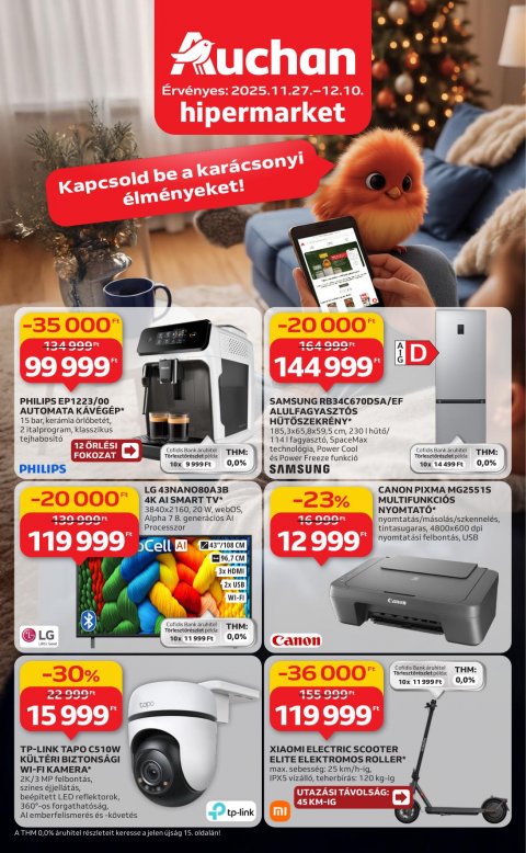 AUCHAN Hipermarket Elektronika akciós újság od 27. 11. 2025 do 10. 12. 2025
