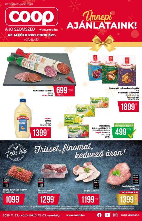 COOP Alföld akciós újság od 27. 11. 2025 do 3. 12. 2025
