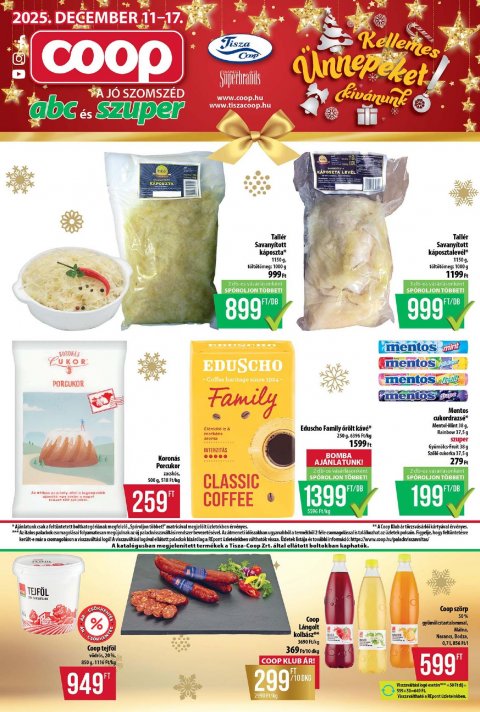 COOP Tisza akciós újság od 11. 12. 2025 do 17. 12. 2025