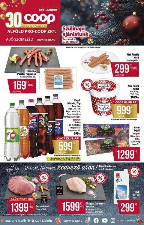 COOP Alföld akciós újság od 18. 12. 2025 do 31. 12. 2025