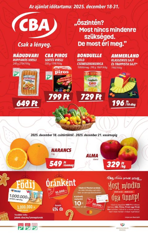 CBA akciós újság od 18. 12. 2025 do 31. 12. 2025