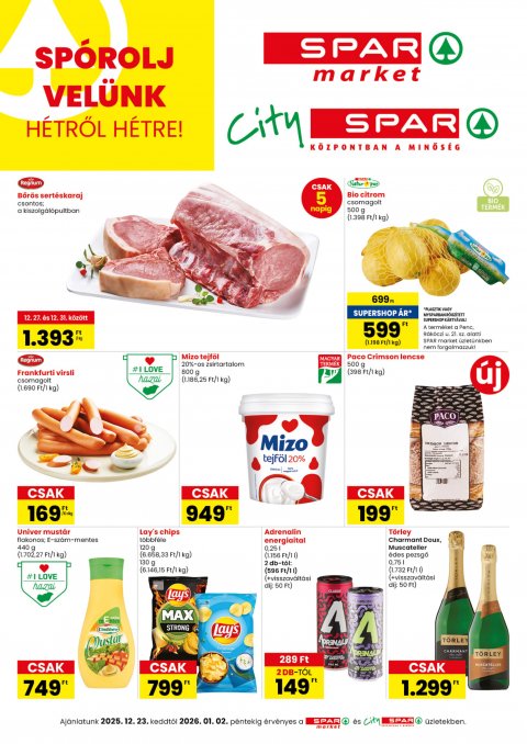 SPAR Market és CIty Spar akciós újság od 23. 12. 2025 do 2. 1. 2026