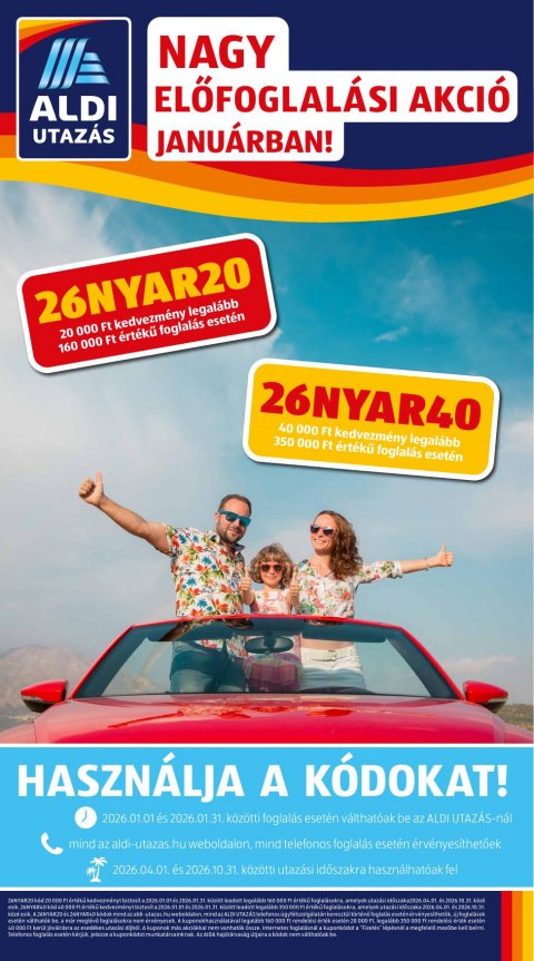 ALDI Utazás akciós újság od 1. 1. 2026 do 1. 1. 2026