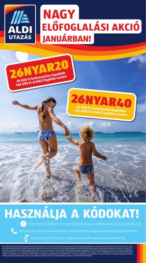 ALDI Utazás akciós újság od 8. 1. 2026 do 8. 1. 2026