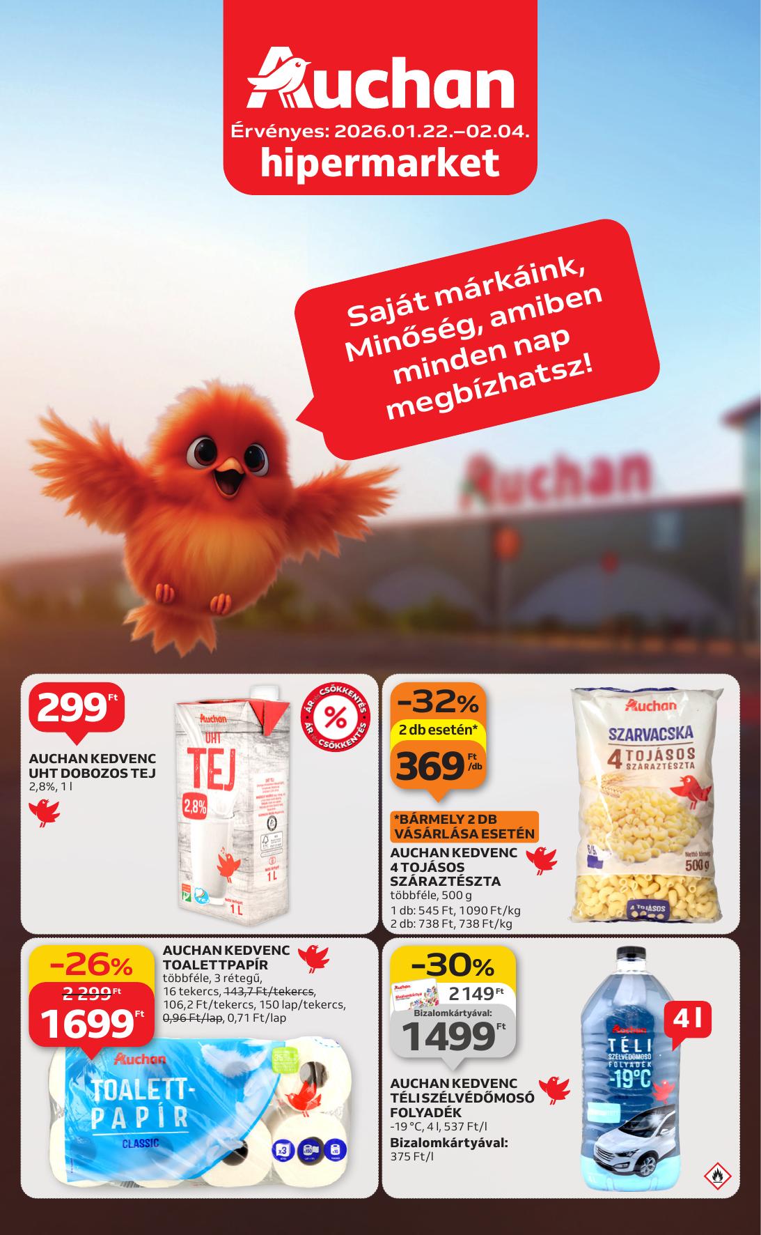 AUCHAN Hipermarket Saját márkás akciós újság od 22. 1. 2026 do 4. 2. 2026