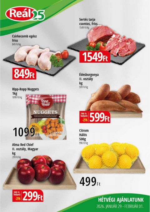REAL Bevásárló hétvége akciós újság od 29. 1. 2026 do 1. 2. 2026