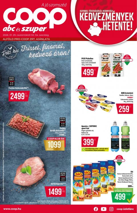 COOP Alföld akciós újság od 29. 1. 2026 do 4. 2. 2026