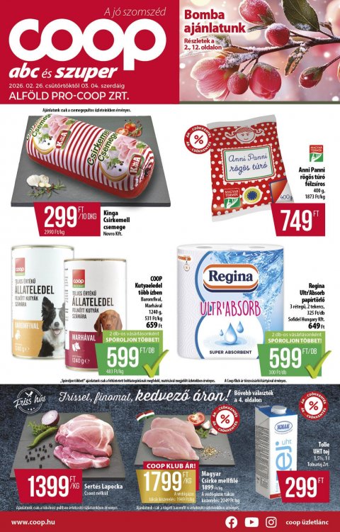 COOP Alföld akciós újság od 26. 2. 2026 do 4. 3. 2026