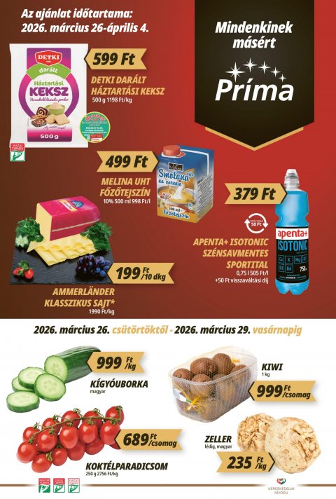 CBA Príma akciós újság od 26. 3. 2026 do 4. 4. 2026