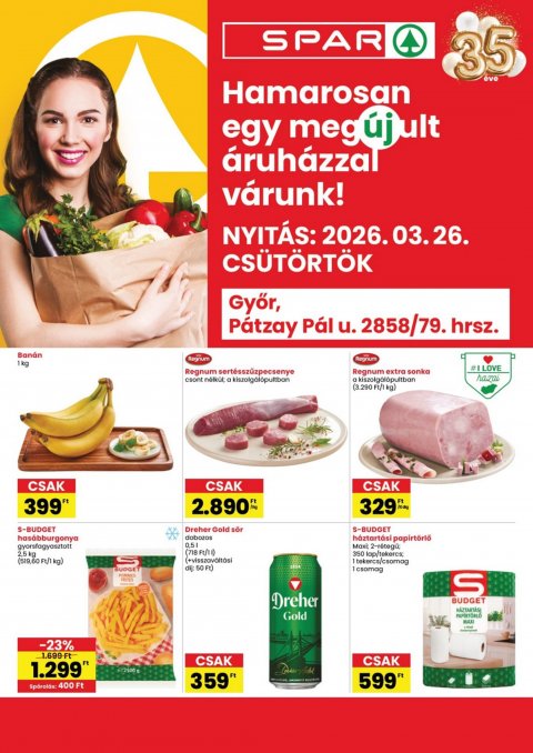 SPAR Győr megújulás akciós újság od 26. 3. 2026 do 4. 4. 2026