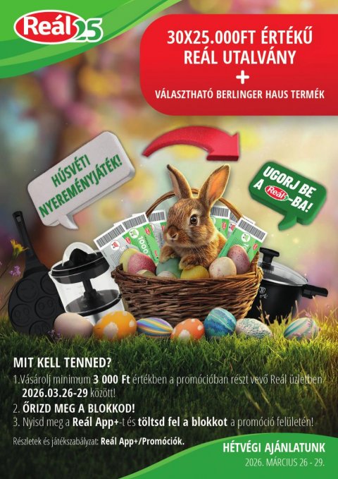 REAL Bevásárló hétvége akciós újság od 26. 3. 2026 do 29. 3. 2026