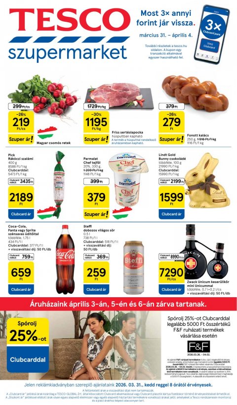 TESCO Szupermarket akciós újság od 31. 3. 2026 do 8. 4. 2026