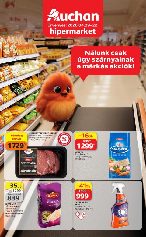 AUCHAN Hipermarket Kedvenc márkáink akciós újság od 9. 4. 2026 do 22. 4. 2026