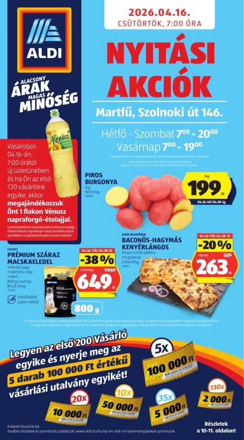 ALDI Nyitás Martfű, Szolnoki út 146 akciós újság od 16. 4. 2026 do 16. 4. 2026