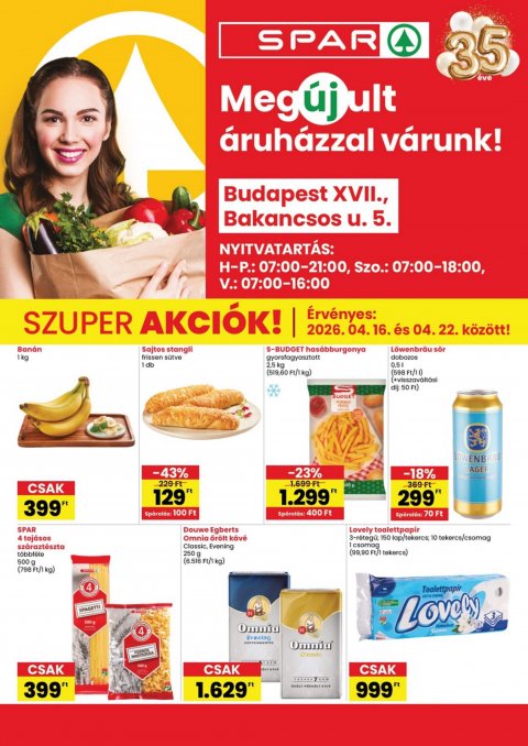 SPAR BP Bakancsos utca megújulás akciós újság od 16. 4. 2026 do 22. 4. 2026