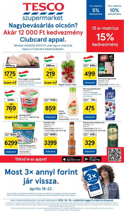 TESCO Szupermarket akciós újság od 16. 4. 2026 do 22. 4. 2026