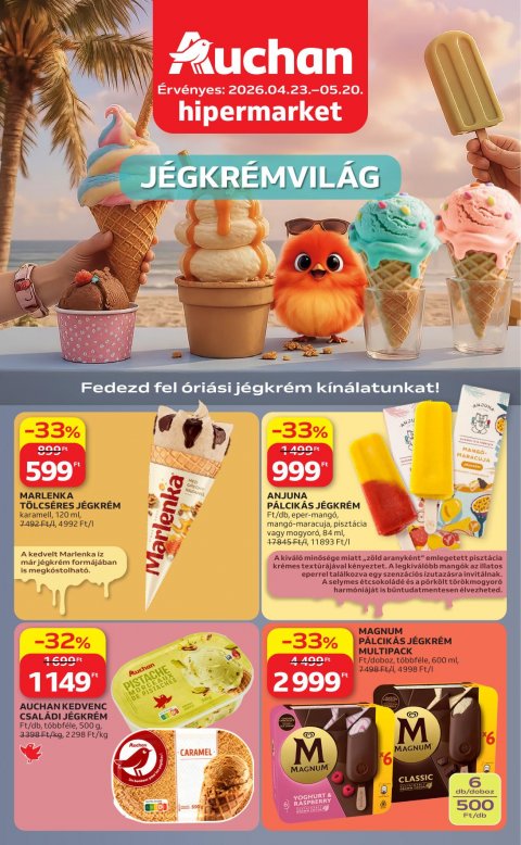 AUCHAN Hipermarket Jégkrém akciós újság od 23. 4. 2026 do 20. 5. 2026