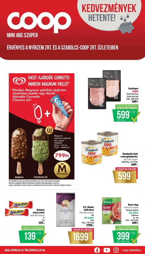 COOP Nyírzem akciós újság od 23. 4. 2026 do 29. 4. 2026