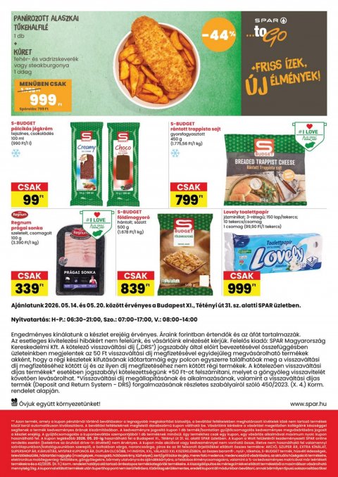 SPAR Bp. XI., Tétényi út 31. megújulás akciós újság